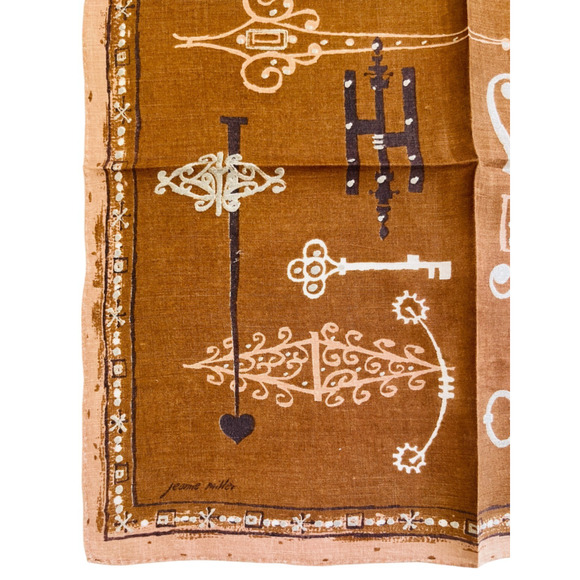 Jeanne Miller Handkerchief Vintage Skeleton Keys Lock Doorknob Hinges Victorian - Picture 3 of 8